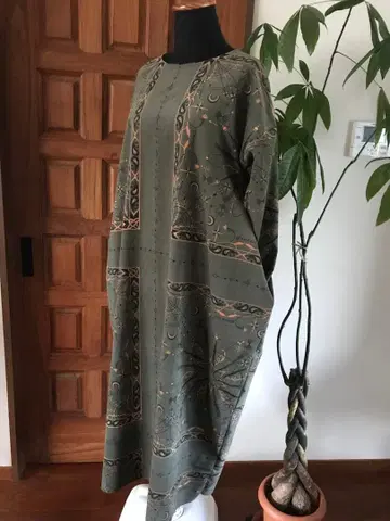 핸드메이드 원피스 코쿤 롱 면 100% 패널 무늬 고급 원단 사용