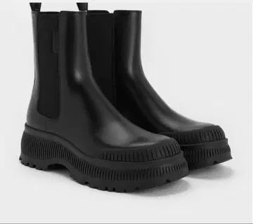 블랙 사이드 고어 부츠 통굽