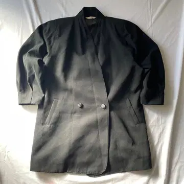 00s 블랙 컬러 코트 그런지 Y2K 헤이세이 인기 구제 의류 블랙