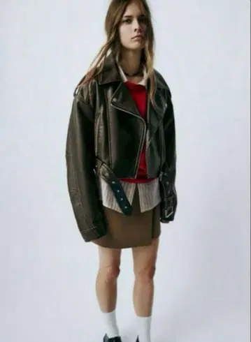 ZARA 인조 가죽 라이더 자켓