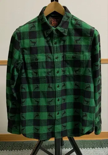 빔즈 블록 체크 셔츠 사슴 패턴 M