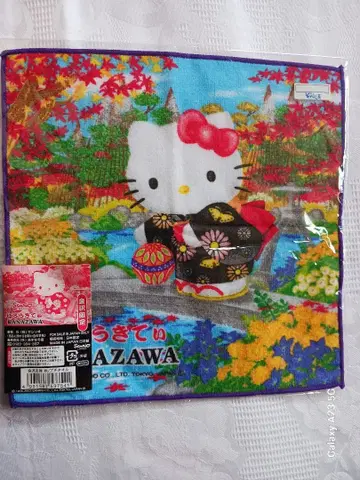 지역 한정 키티 금 한정 기모노 미니 손수건 미니 타월