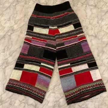 M.&KYOKO 엠앤쿄코 니트 패치워크 와이드 팬츠