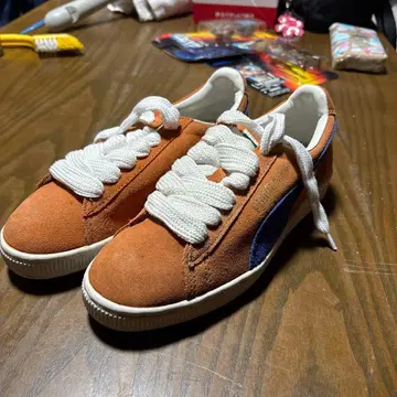 Puma 오렌지 스웨이드 스니커즈 25cm
