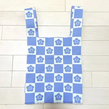 MARY QUANT PUBLUX 데이지 패턴 체커 니트 백 보라색