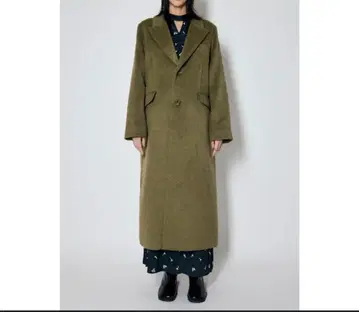 MOUISSY 올리브 그린 롱 코트