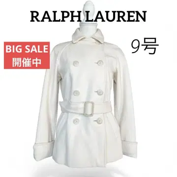 [새상품급] 랄프 로렌 피 코트 더블 브레스트 울 코트 화이트 S 9호