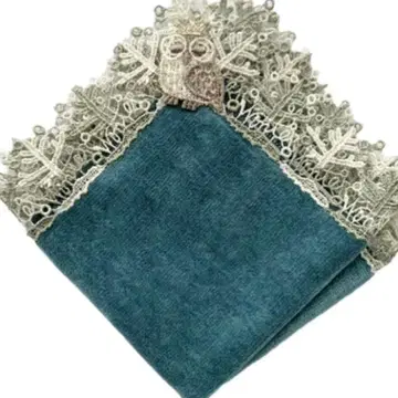 치카자와 레이스 타월 손수건 겨울의 부엉이 비리디안