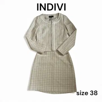 INDIVI 체크 무늬 스커트 수트 사이즈 38