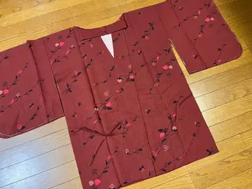 어른스러운 꽃무늬 유카타 겉옷 새상품 차분한 빨간색 시접선 포함