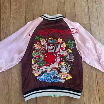 즉시 구매 가능 에드하디 스카잔 구제 의류 자수 새틴 EdHardy