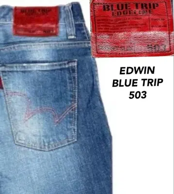 단종품 빅 EDWIN BLUE TRIP 503 슬림 세로 워싱 데님