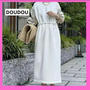 DOUDOU 새상품급 허리 드로스트 롱 원피스
