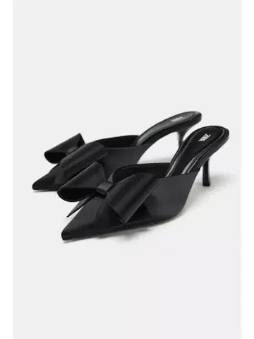 ZARA 리본 포함 뮬 힐 38