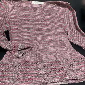 이탈리아제 Kristin Ti 라메 믹스 스트라이프 긴팔 상의 40