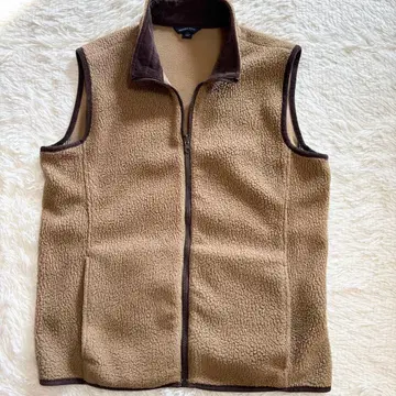 랜즈엔드 플리스 베스트 지퍼 라이트 브라운 L