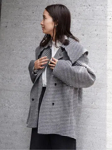 Ballsey 울 비버 멜톤 빅 칼라 코트