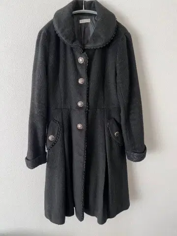 블랙 롱 코트 플리스풍