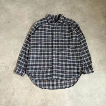 Be Hot 긴팔 셔츠 체크 블루 그레이 구제 의류 vintage