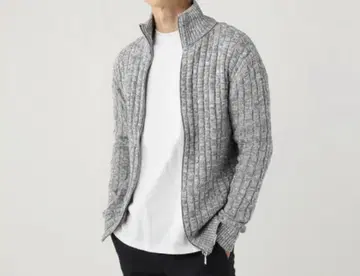 SPU 남성용 집업 하이넥 니트 가디건 XL 그레이