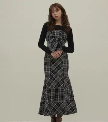 Juni 체크 드레스 컬러 블랙