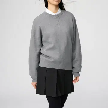 유니클로 스무스 코튼 크루넥 스웨터 (그레이, XL 사이즈)