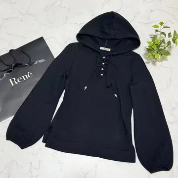 르네 니트 후드티 후드 부착 니트 비쥬 스웨터 풀오버 36 블랙