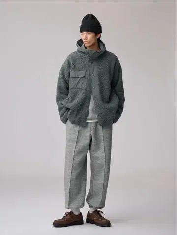 ENGINEERED GARMENTS 보아 플리스 스냅 후드티 L 그레이