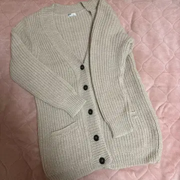 LUXE 베이지 리브 가디건