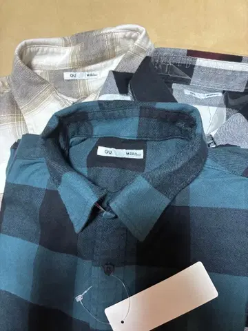 GU 체크 무늬 긴팔 셔츠 M 미사용 새상품 3점