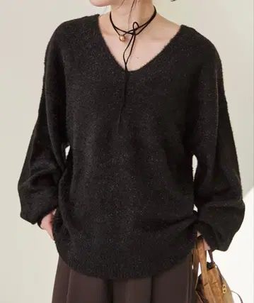 [ omekashi ] 라메 샤기 돌먼 니트