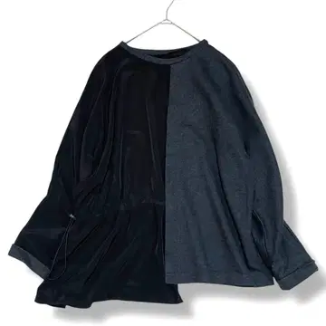 그랜터블 이소재 절개 울 드로스트 풀오버 블랙 x 그레이 9호