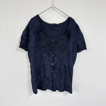 Cyrus [ L ] 사이러스 네이비 반팔 셔츠 무지 심플 상의