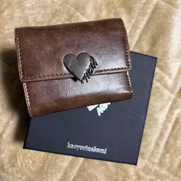 kaoyorinakami 브라운 가죽 3단 폴더형 지갑 카오나카