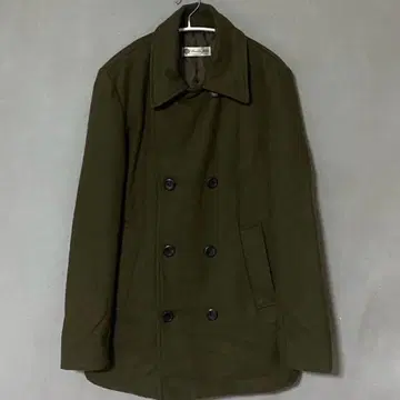 카키 울 코트 P 코트 피 코트