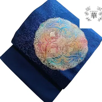 1790 화 나고야 오비 오태고 꽃 당초 양풍 파랑 캐주얼 평상복