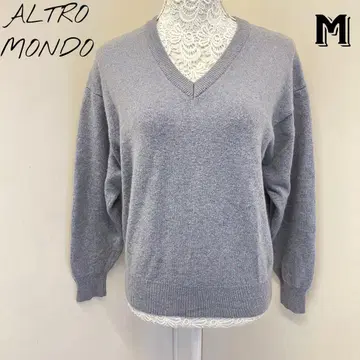 캐시미어 100% 여성용 V넥 스웨터 니트 블루 M