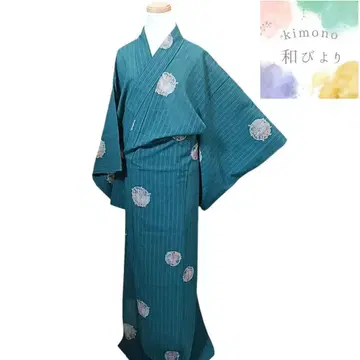 화 13 기모노 단의 코몬 줄무늬 꽃 화환 그린