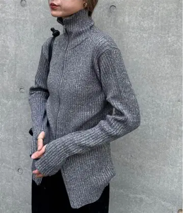 [ 즉시 구매 OK ] feepur 더블 지퍼 리브 니트 가디건