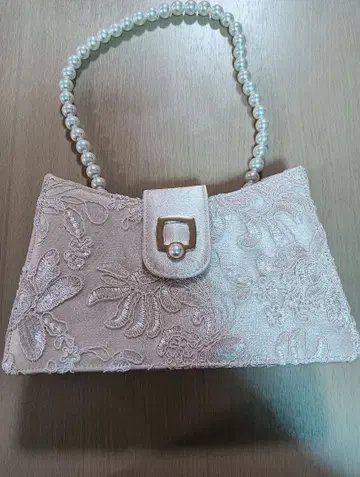 자수 장식 파티 백 베이지