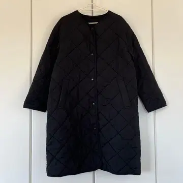 블랙 퀼팅 롱 자켓