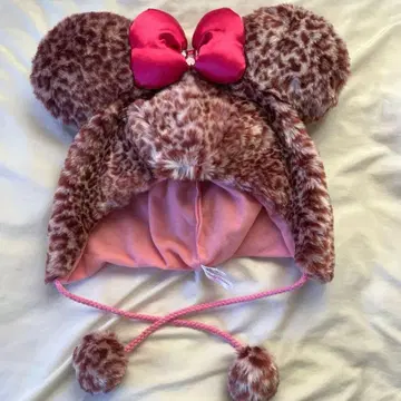 미니 레오파드 무늬 팬 캡 핑크