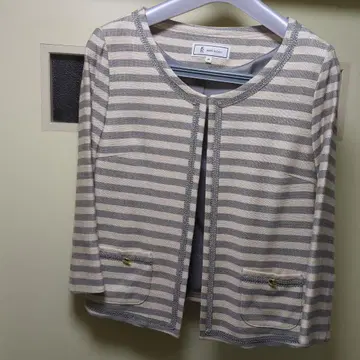 로페 피크닉 스트라이프 노카라 자켓 40