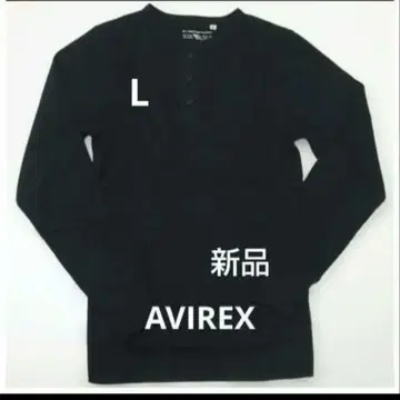 L 블랙 AVIREX 새상품 헨리넥 티셔츠