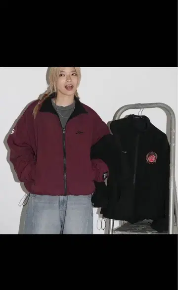 MSG 나일론 플리스 리버서블 드로 코드 트랙 자켓