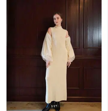 Acka 튤 슬리브 니트 원피스 M