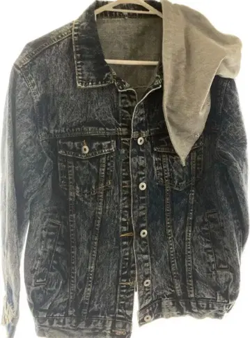 후드 부착 데님 자켓