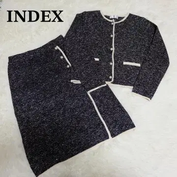INDEX 블랙 앤 화이트 트위드 셋업 펄 버튼 졸업식 입학식
