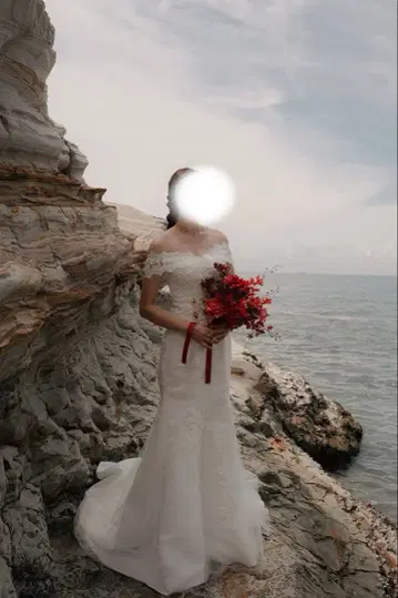 오프숄더 머메이드 웨딩 드레스