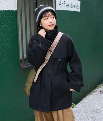 [ 새상품급 ] 울 하이넥 개더 코트